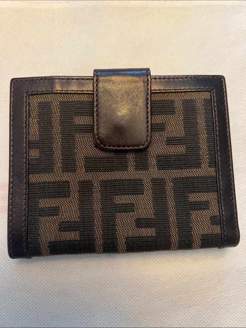 Fendi Dark Brown Zucca FF Logo Bifold Wallet